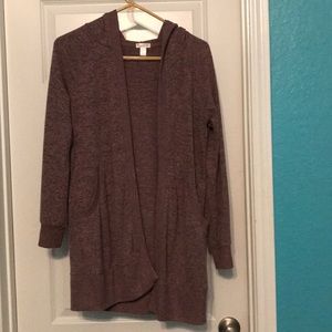 Mauve comfy, long cardigan